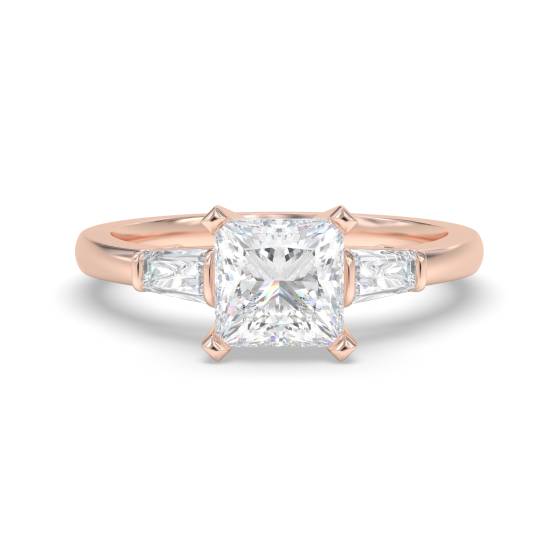 Eleganter Trilogie-Ring mit Prinzess- und Baguette-Diamanten
