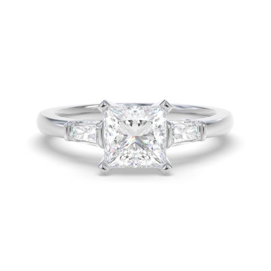 Eleganter Trilogie-Ring mit Prinzess- und Baguette-Diamanten