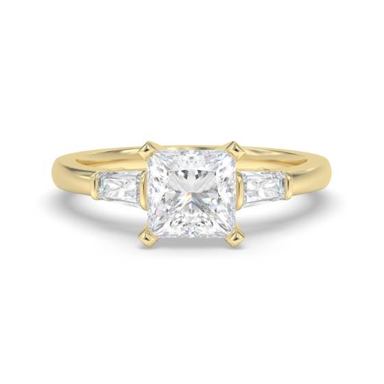 Eleganter Trilogie-Ring mit Prinzess- und Baguette-Diamanten