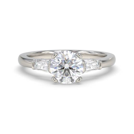 Eleganter Trilogie-Ring mit runden und Baguette-Diamanten