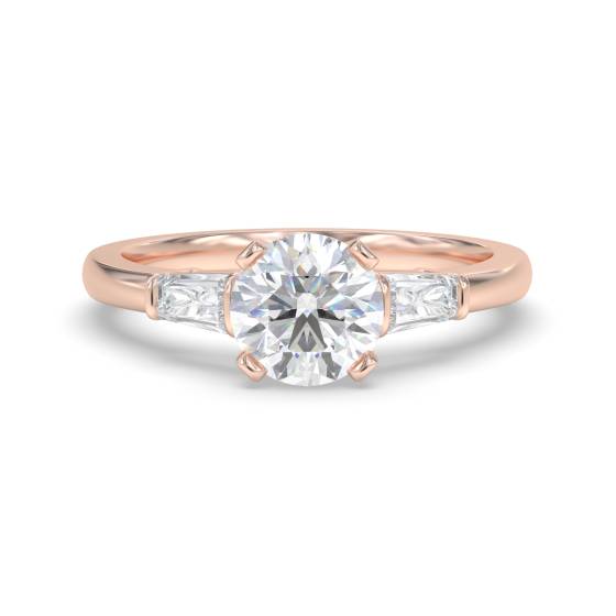 Eleganter Trilogie-Ring mit runden und Baguette-Diamanten
