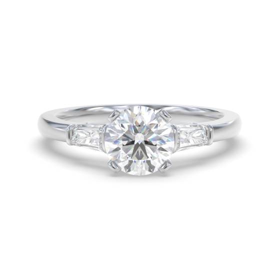 Eleganter Trilogie-Ring mit runden und Baguette-Diamanten