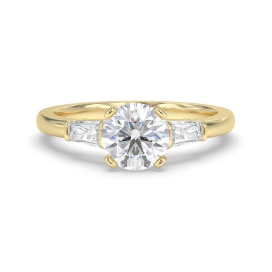 Eleganter Trilogie-Ring mit runden und Baguette-Diamanten