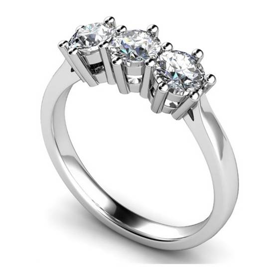 Trilogie-Ring mit 1,14 ct rundem Naturdiamanten (I1/F)