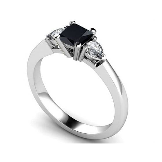 Princess Black Diamond Trilogy Ring