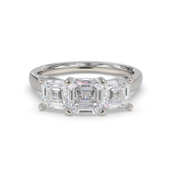 Traditioneller Asscher-Diamant-Trilogie-Ring
