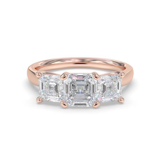 Traditioneller Asscher-Diamant-Trilogie-Ring