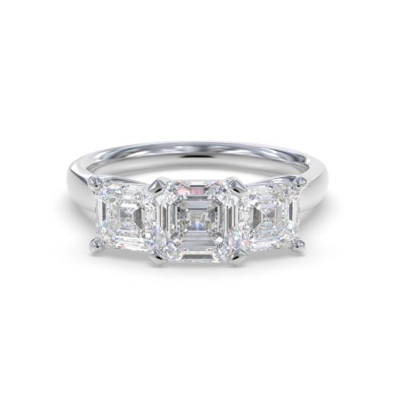 Traditioneller Asscher-Diamant-Trilogie-Ring