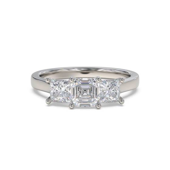 Traditioneller Asscher-Diamant-Trilogie-Ring