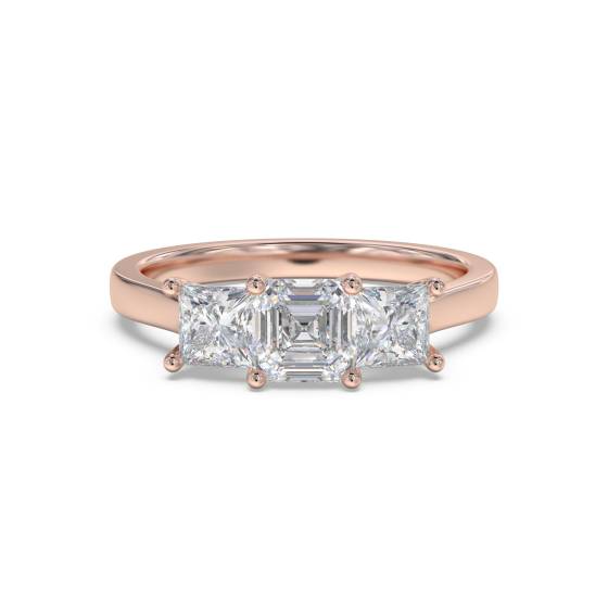 Traditioneller Asscher-Diamant-Trilogie-Ring