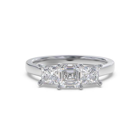 Traditioneller Asscher-Diamant-Trilogie-Ring