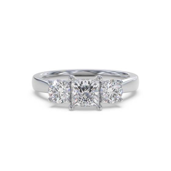Stilvoller Trilogie-Ring mit Prinzess- und Runddiamanten