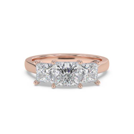 Trilogie-Ring mit abgestuftem Prinzessdiamanten