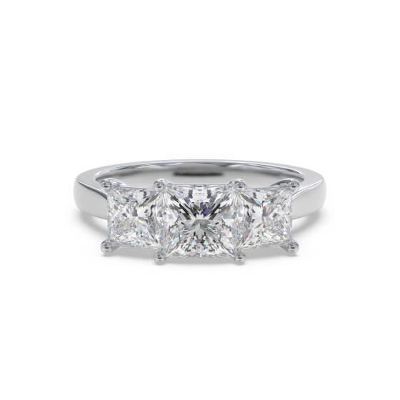 Trilogie-Ring mit abgestuftem Prinzessdiamanten