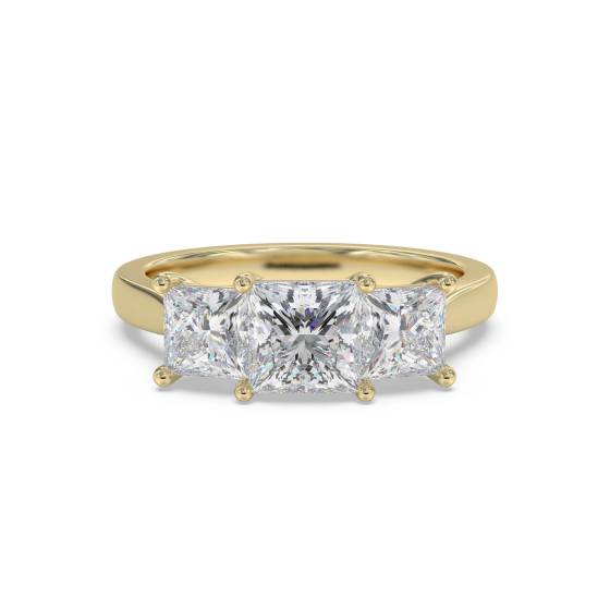 Trilogie-Ring mit abgestuftem Prinzessdiamanten