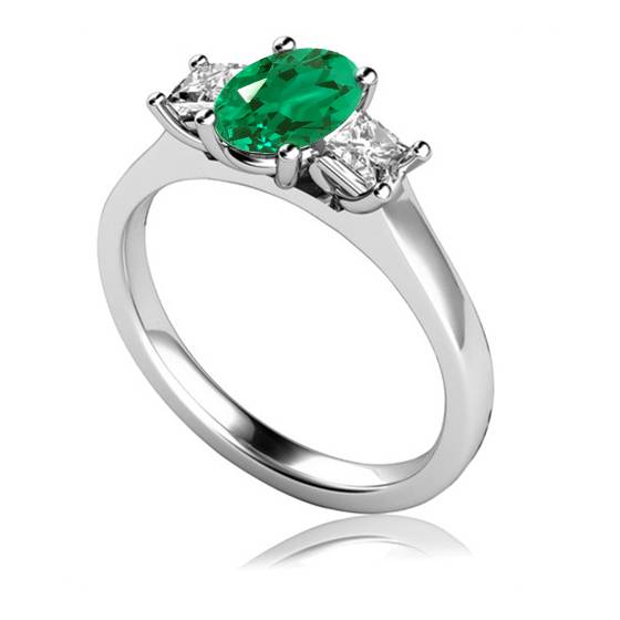 Smaragd- und Diamant-Trilogie-Ring

