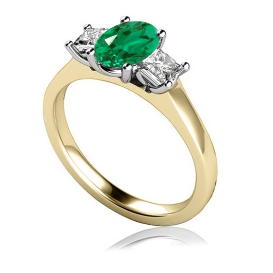 Smaragd- und Diamant-Trilogie-Ring