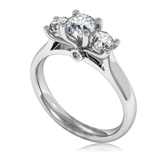 Trilogie-Ring mit 0,77 ct SI/F-G rundem Naturdiamanten