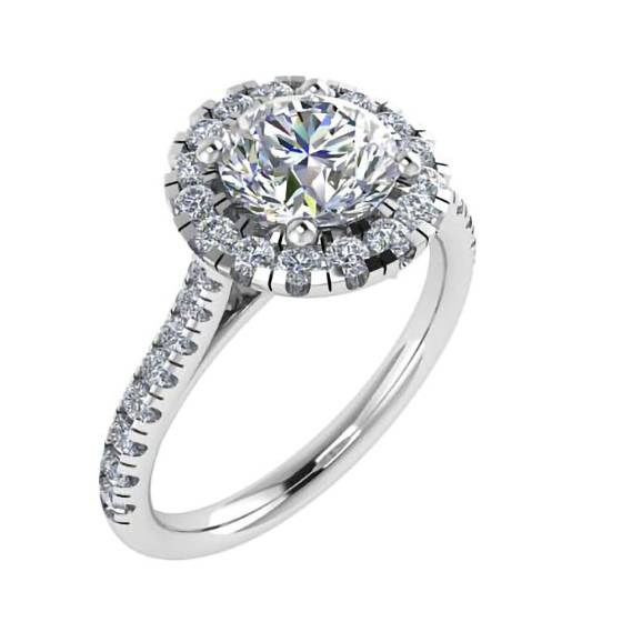 0,90 ct SI1/F Runder Naturdiamant-Halo-Ring