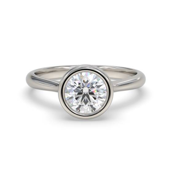 Runder Diamant-Solitärring mit Lünettenfassung