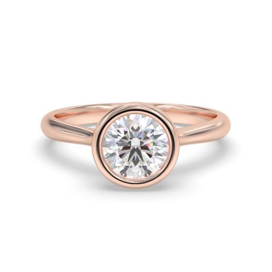 Runder Diamant-Solitärring mit Lünettenfassung