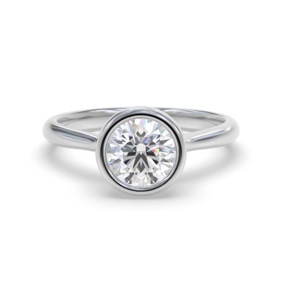 Runder Diamant-Solitärring mit Lünettenfassung