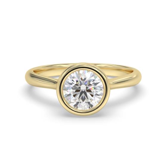 Runder Diamant-Solitärring mit Lünettenfassung