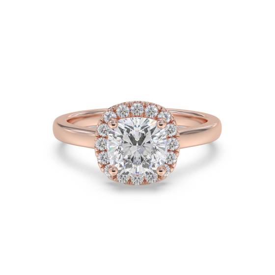 Kissenförmiger Diamantring mit einzelnem Halo