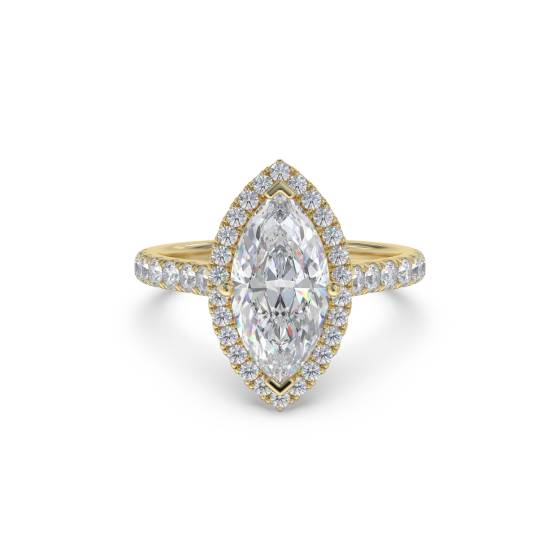 Marquise-Diamant-Ring mit einzelnem Halo-Schulterteil