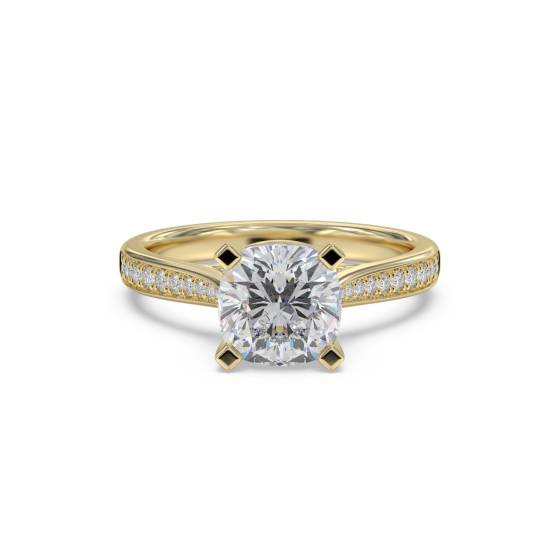 Ring mit kissenförmigem Diamanten an der Schulter