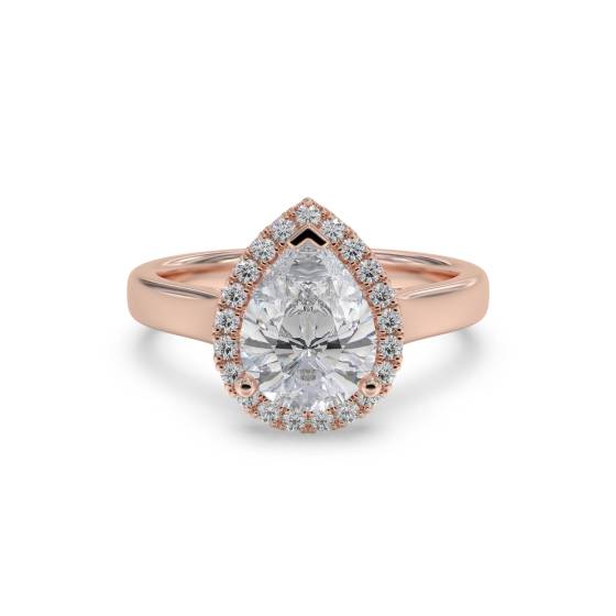 Birnenförmiger Diamantring mit einzelnem Halo