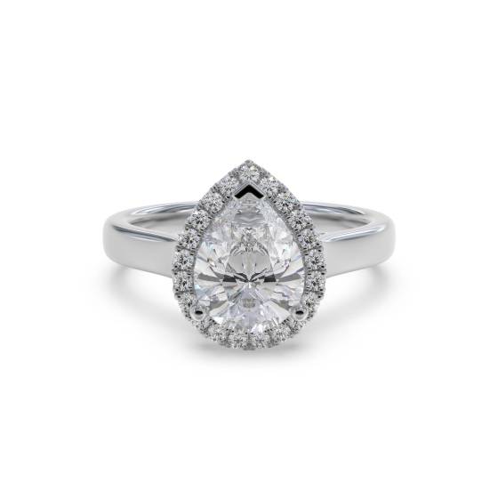 Birnenförmiger Diamantring mit einzelnem Halo