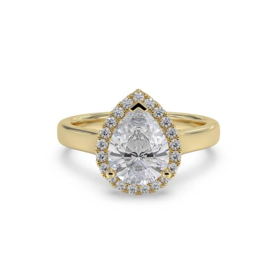 Birnenförmiger Diamantring mit einzelnem Halo