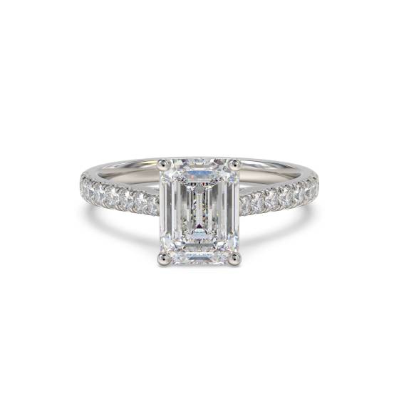 Smaragd-Diamant-Schulter-Set-Ring