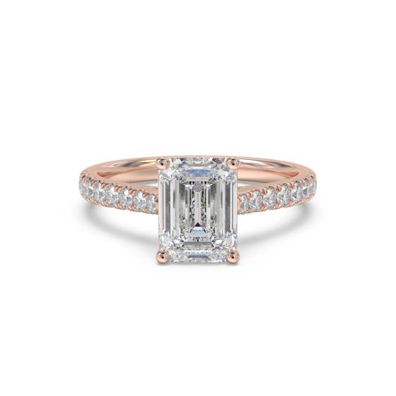 Smaragd-Diamant-Schulter-Set-Ring