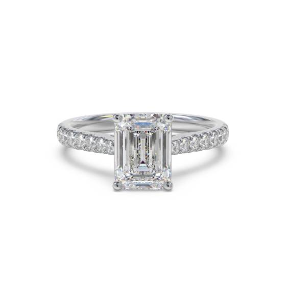 Smaragd-Diamant-Schulter-Set-Ring