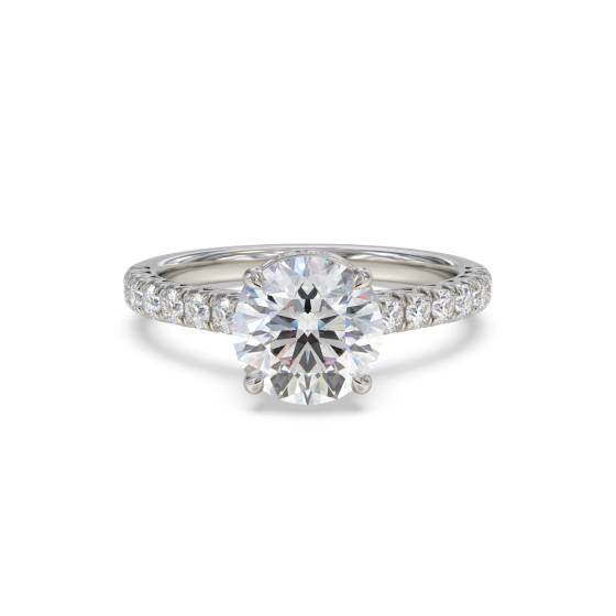 Ring mit rundem Diamanten und verdecktem Halo-Ring