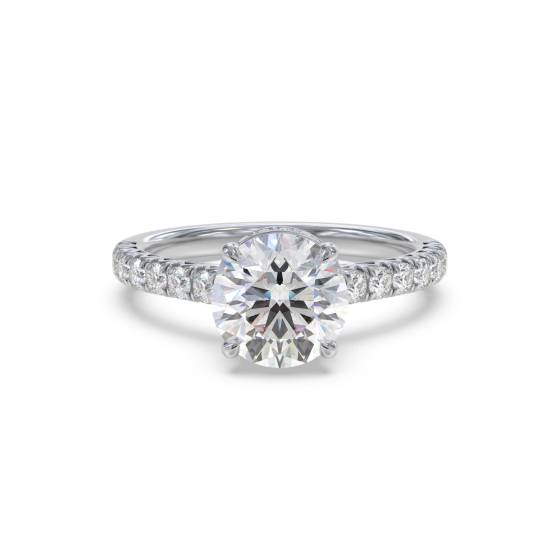 Ring mit rundem Diamanten und verdecktem Halo-Ring