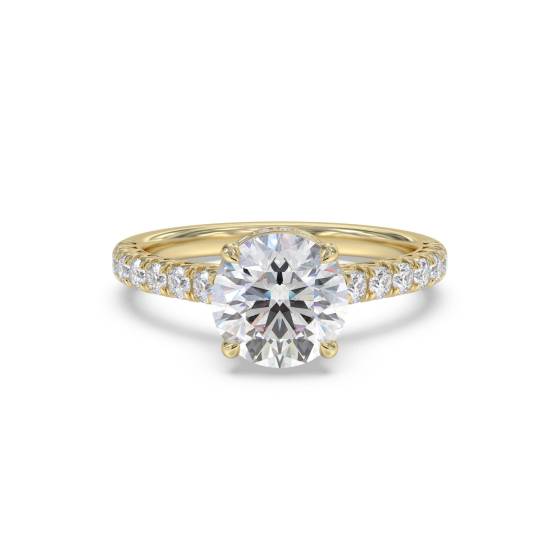 Ring mit rundem Diamanten und verdecktem Halo-Ring