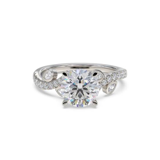 Eleganter Ring mit rundem Diamanten und geteilter Schulterpartie