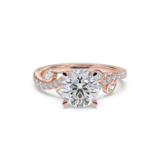 Eleganter Ring mit rundem Diamanten und geteilter Schulterpartie