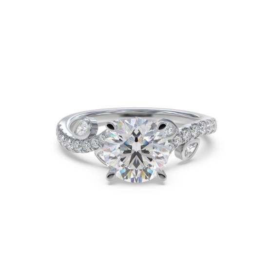 Eleganter Ring mit rundem Diamanten und geteilter Schulterpartie