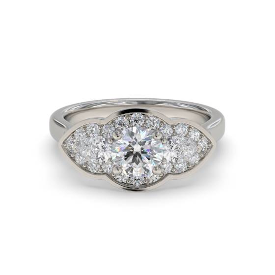 Runder Diamant-Designerring mit Lünettenfassung