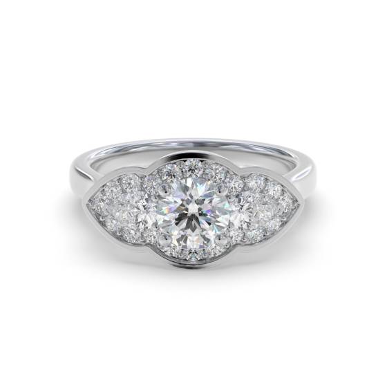 Runder Diamant-Designerring mit Lünettenfassung