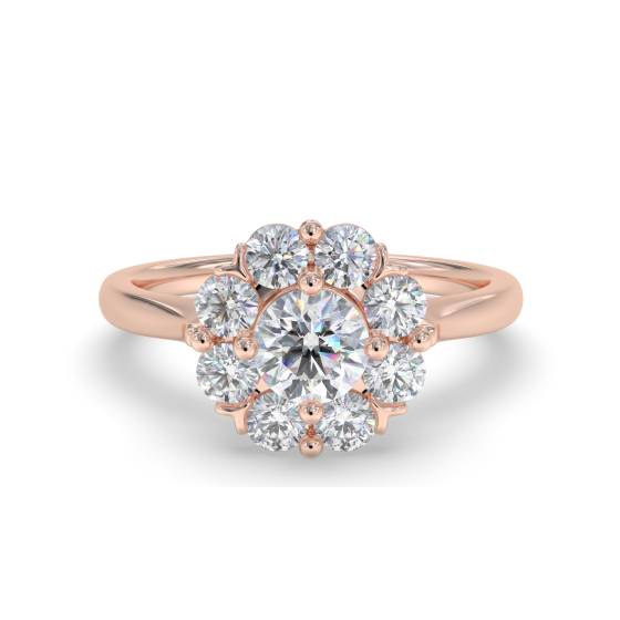0,90 ct VS/E-F Rundschliff Labor-Diamanten Clusterring