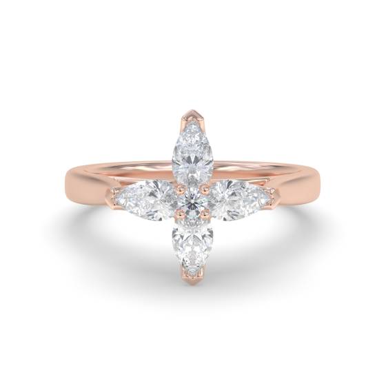 Ring mit 1,25 ct birnenförmigem Diamanten in Blumenform