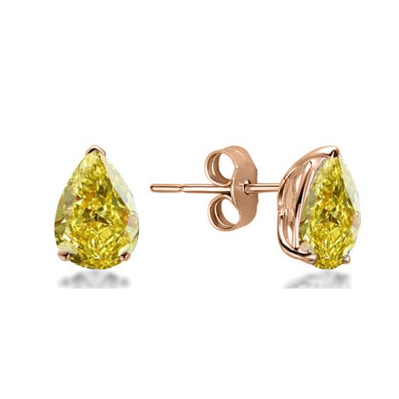 Ausgefallene gelbe Birnen-Diamant-Ohrstecker