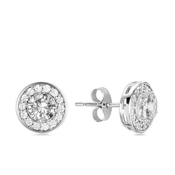 Ohrringe mit rundem Diamanten und einzelnem Halo