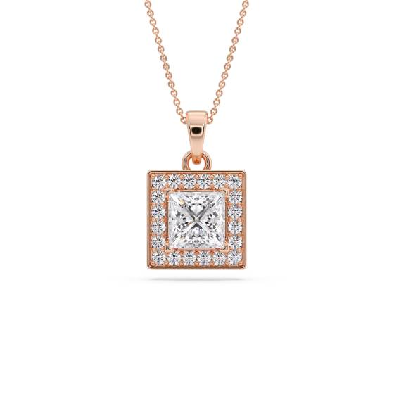 Prinzessin-Diamant-Anhänger mit Halo-Fassung