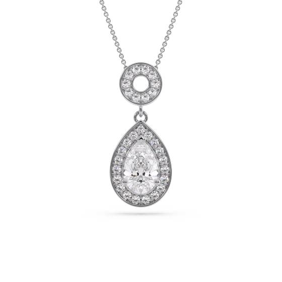 Birnenförmiger Diamant-Anhänger mit Halo-Fassung